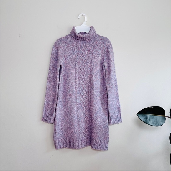 Janie and Jack Purple Cable Knit Sweater Dress - Picture 1 of 8